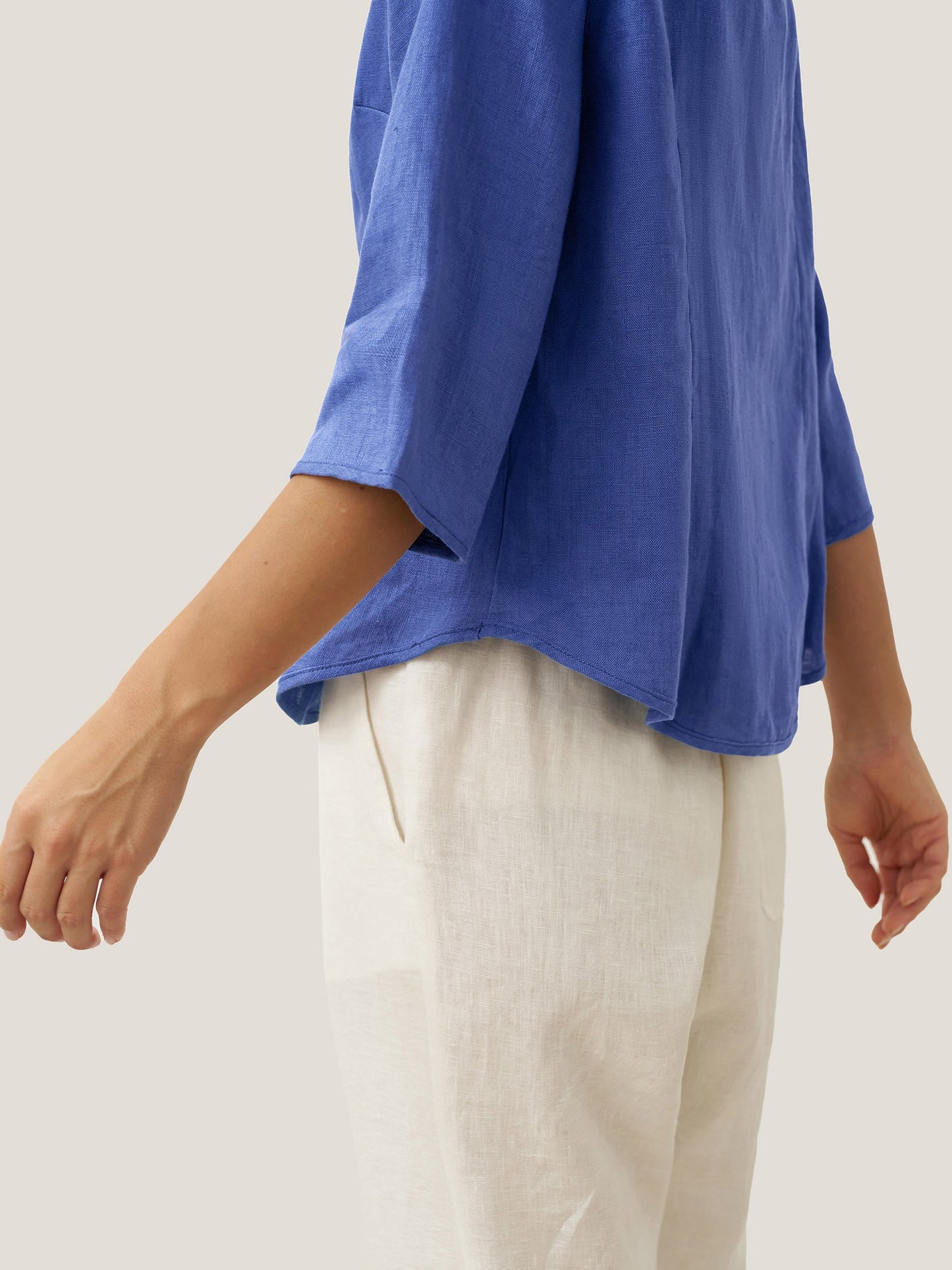 100% Linen Hand Button Fitted Jacket AMELIA