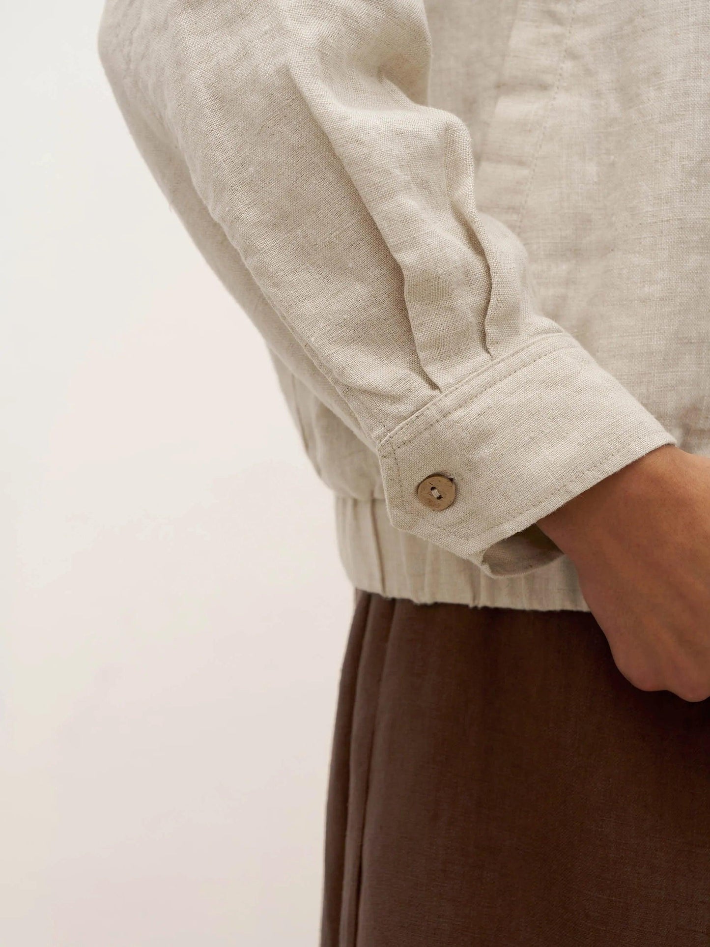100% Linen Zipper Aviator Jacket ELIZA
