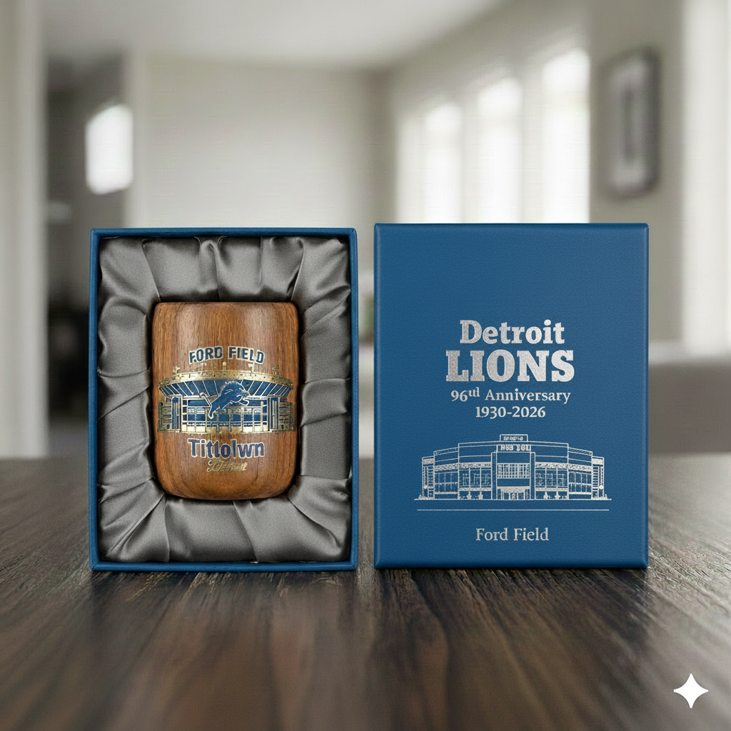 Detroit Lions Anniversary Wooden Cup