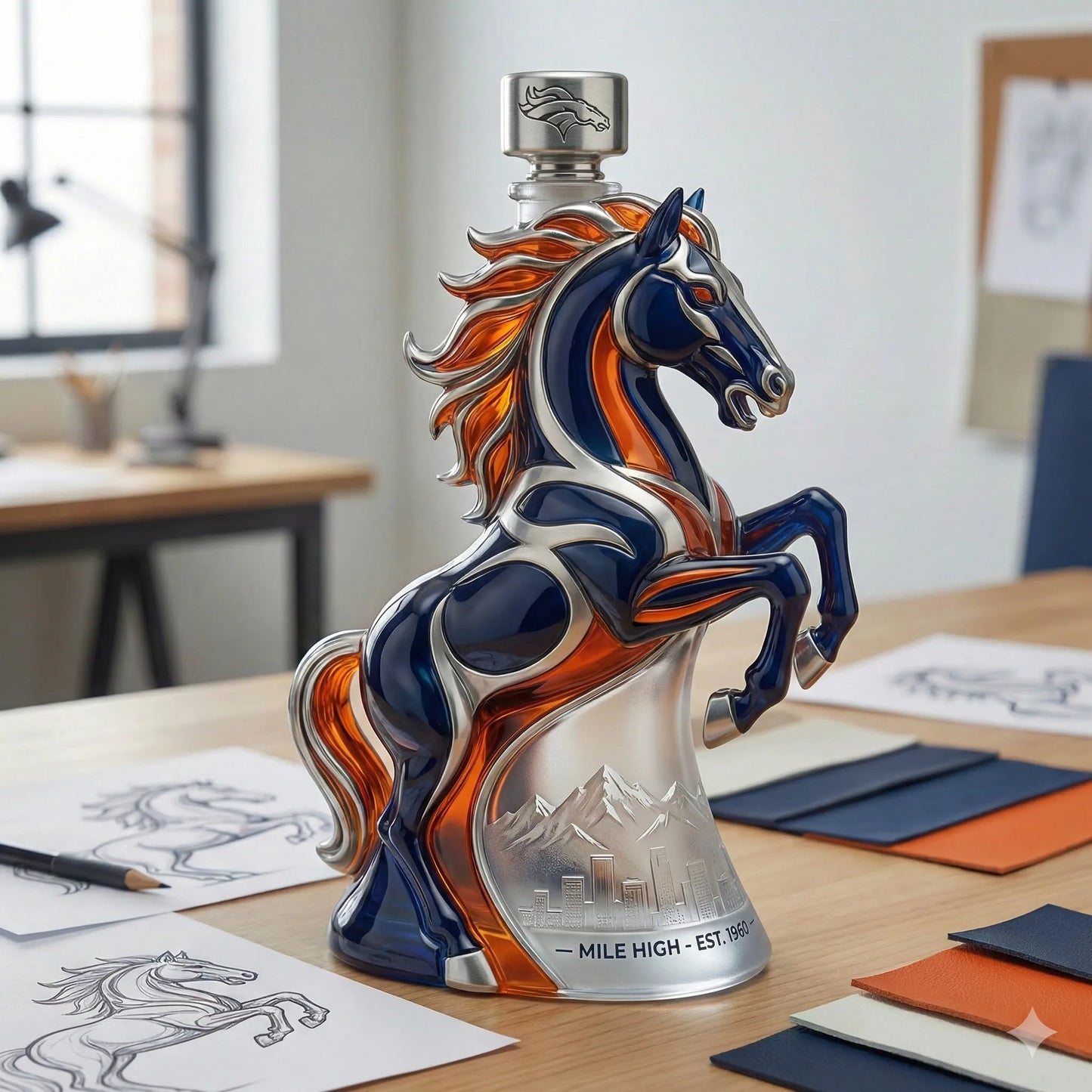 Denver Broncos Stallion Whiskey Bottle