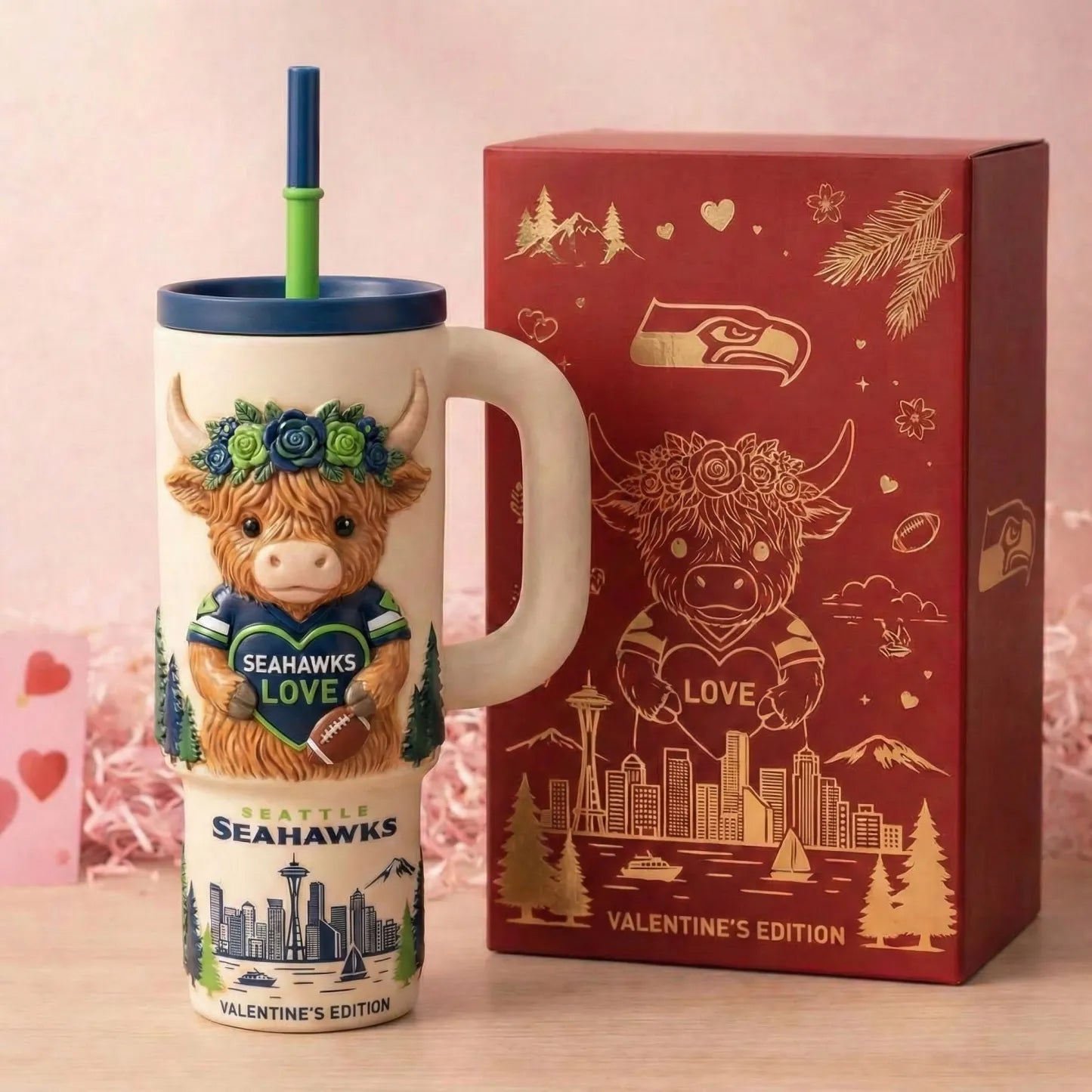 Seattle Seahawks Valentine’s Edition Tumbler — Love at First Sip