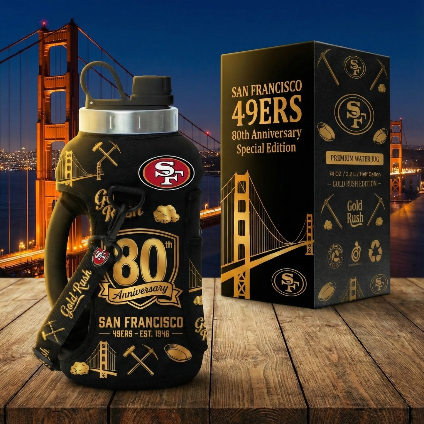 San Francisco 49ers 80th Anniversary Premium Water Jug