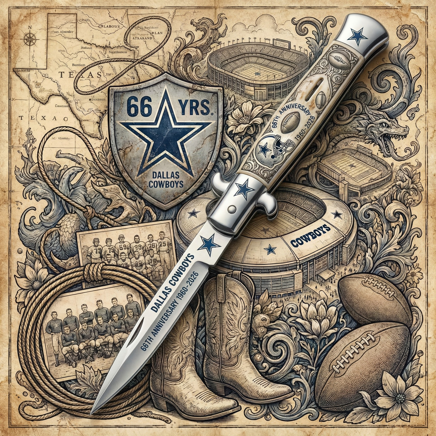 Dallas Cowboys 66th Anniversary Commemorative Knife