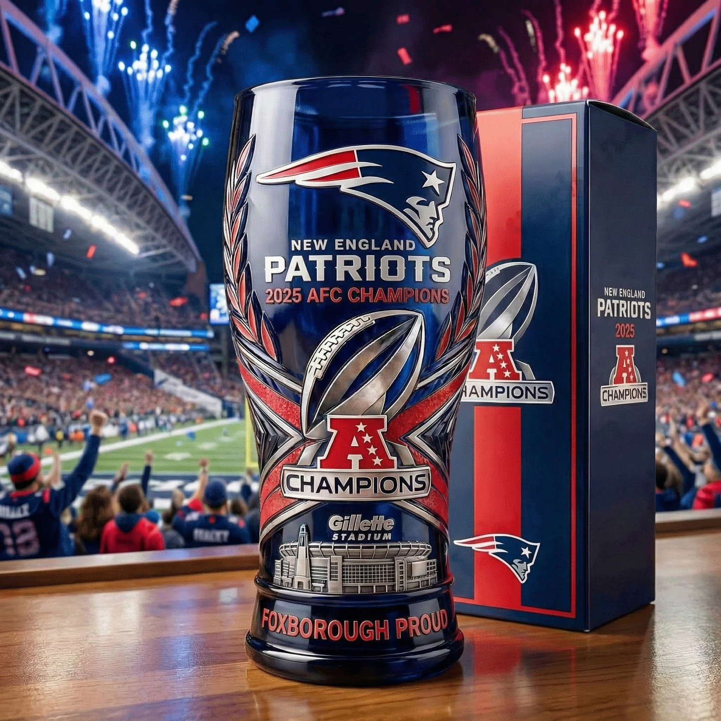 New England Patriots 2025 AFC Champions Glass