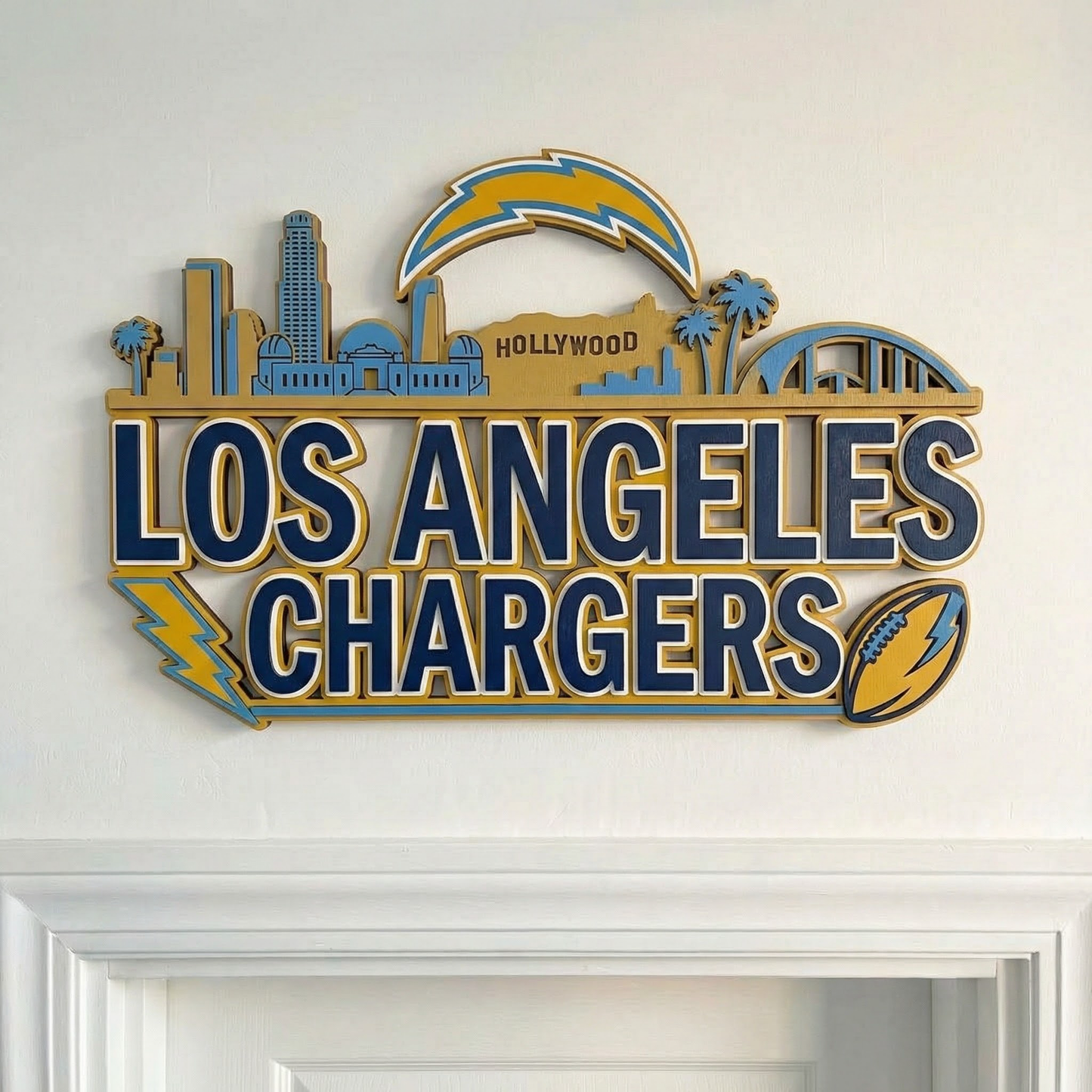 Los Angeles Chargers Wooden Art Signage