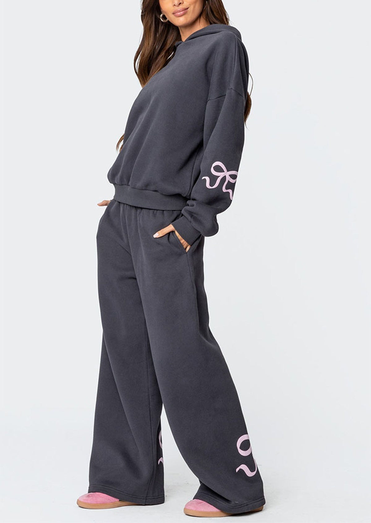 Christmas Sale 50% OFF - Women's Bow Detail Hoodie Sweat Set (Buy 2 Free Shipping)