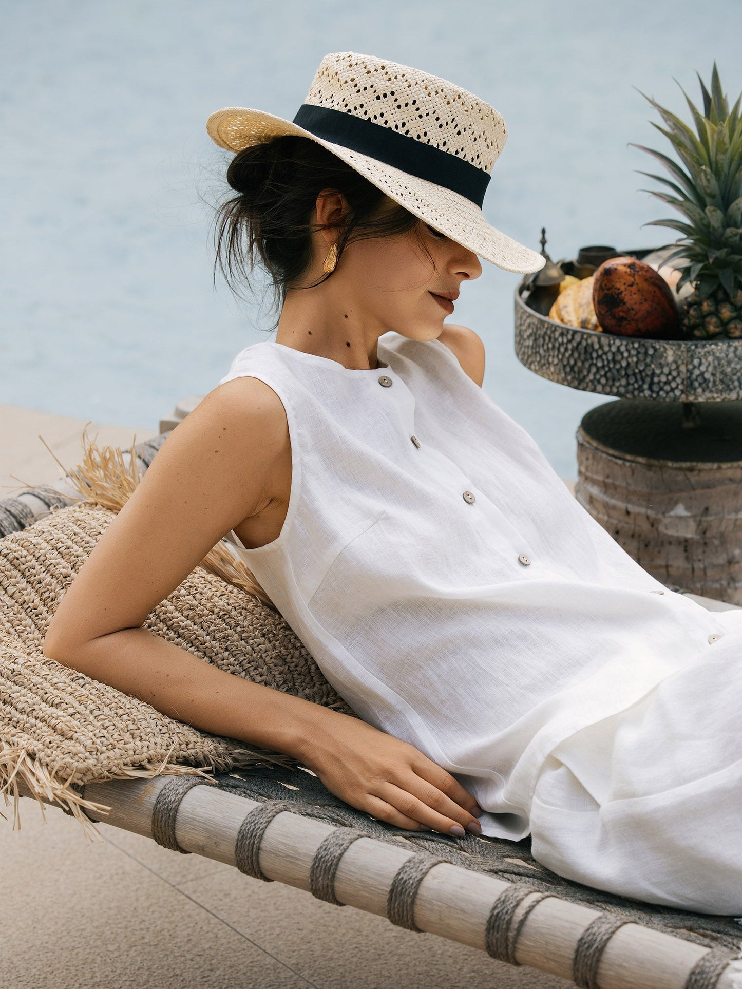 100% Linen Buttons Down Tank Top ERIN