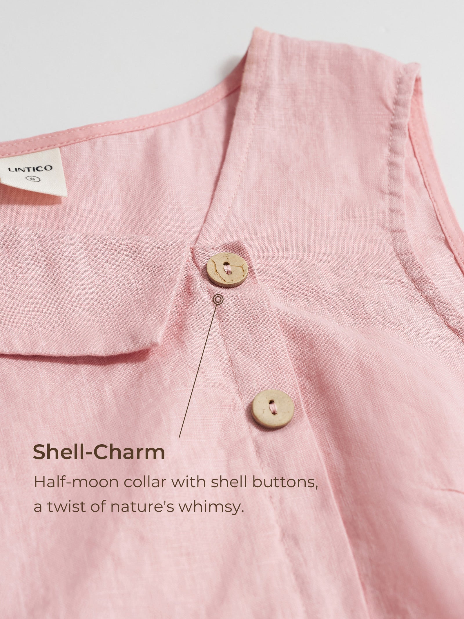 100% Linen Sleeveless Crescent Collar Top KARA