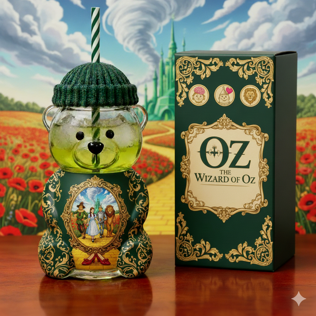 Wizard of Oz Bear Glass Tumbler – Emerald Fantasy Edition
