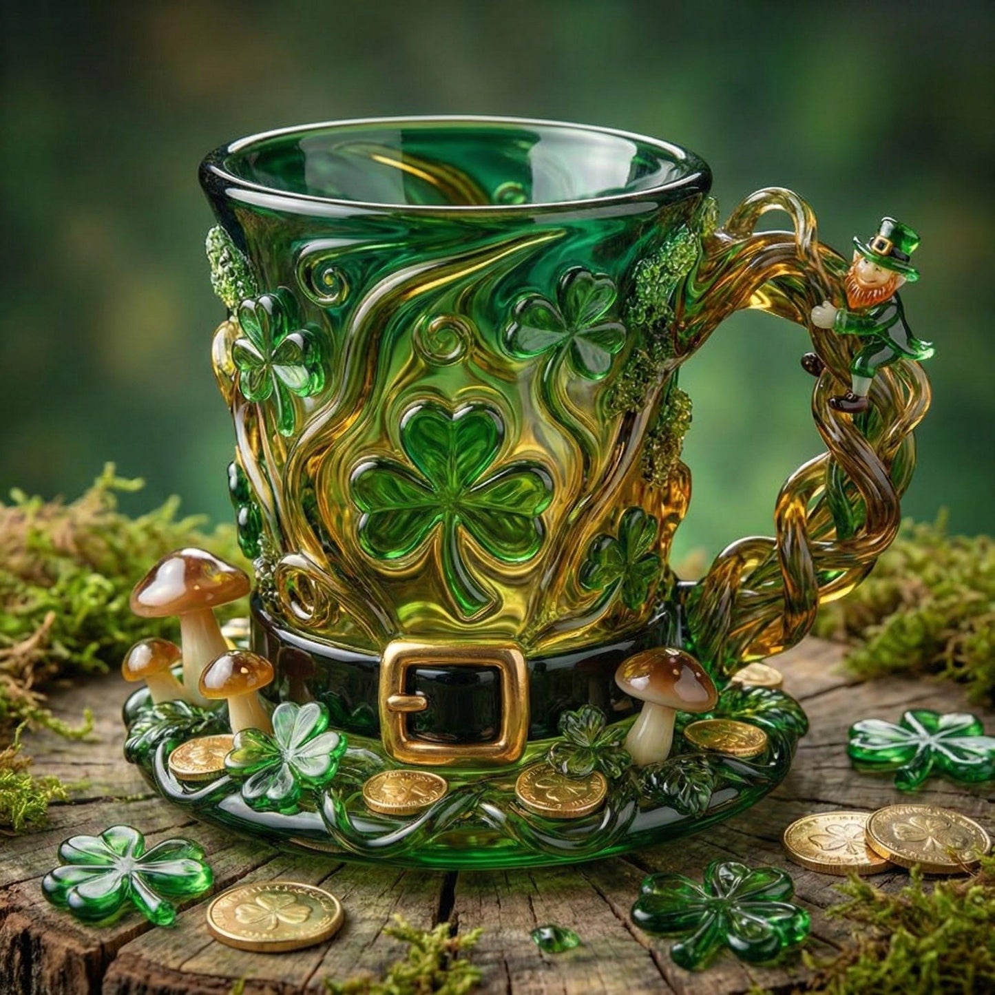 🍀 St. Patrick’s Day Leprechaun Glass Mug