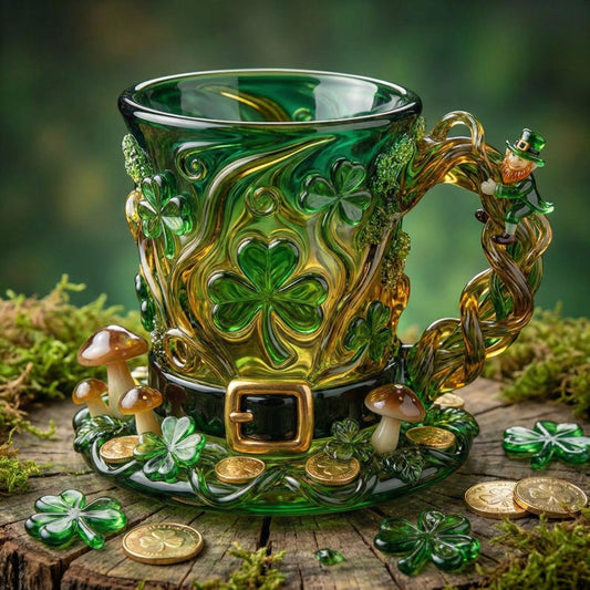 🍀 St. Patrick’s Day Leprechaun Glass Mug