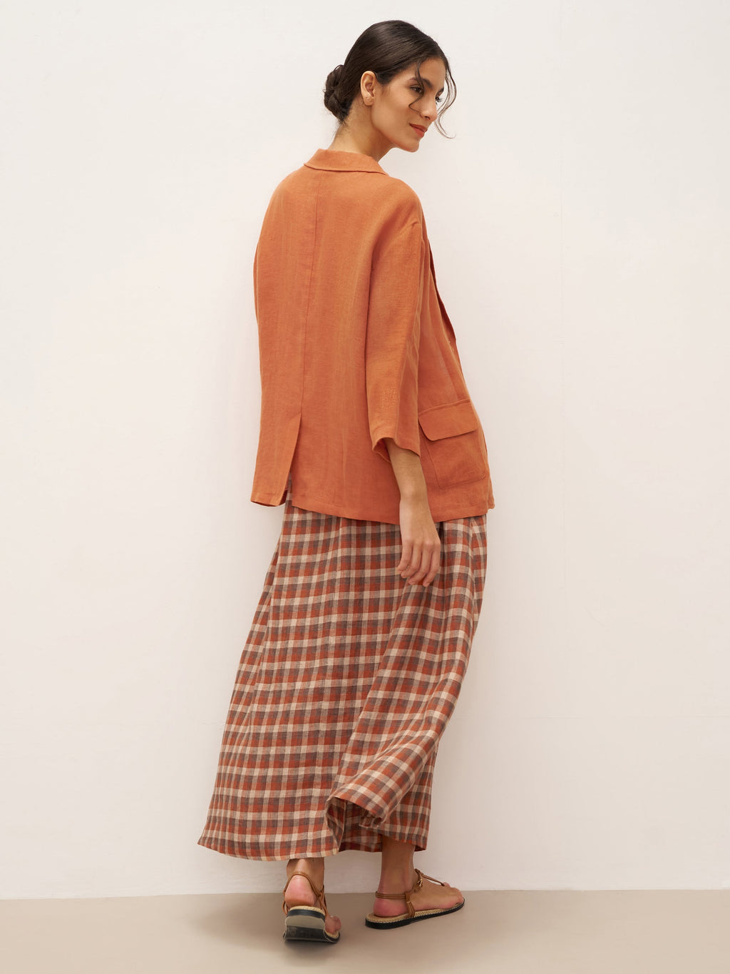 100% Linen 3/4 Sleeve Drop Shoulder Blazer DARA