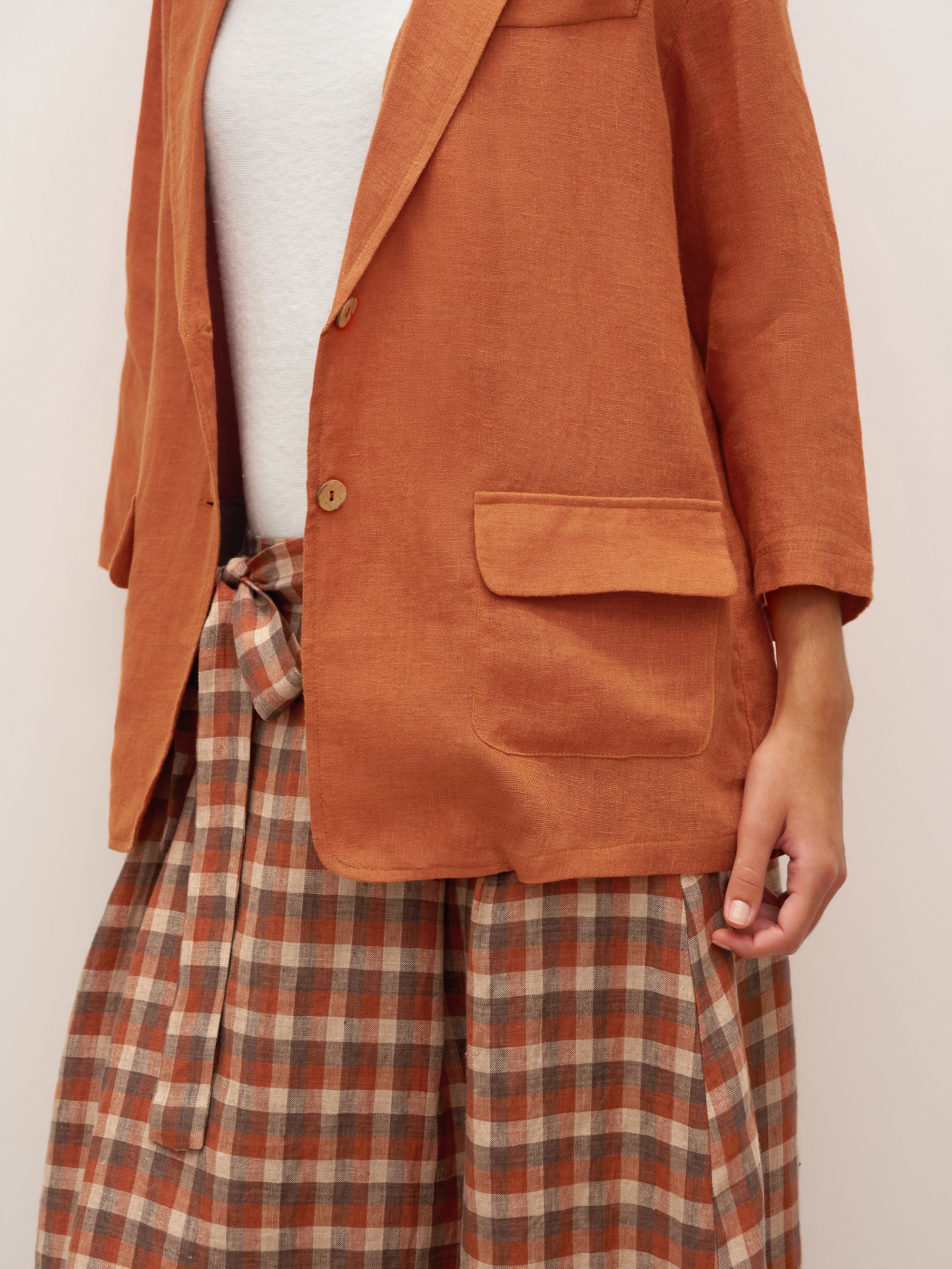 100% Linen 3/4 Sleeve Drop Shoulder Blazer DARA