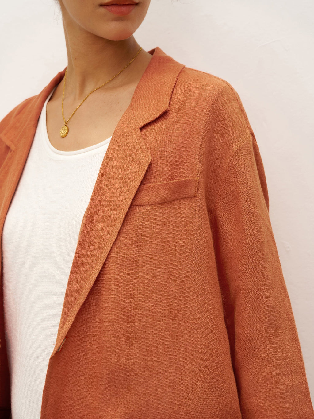 100% Linen 3/4 Sleeve Drop Shoulder Blazer DARA