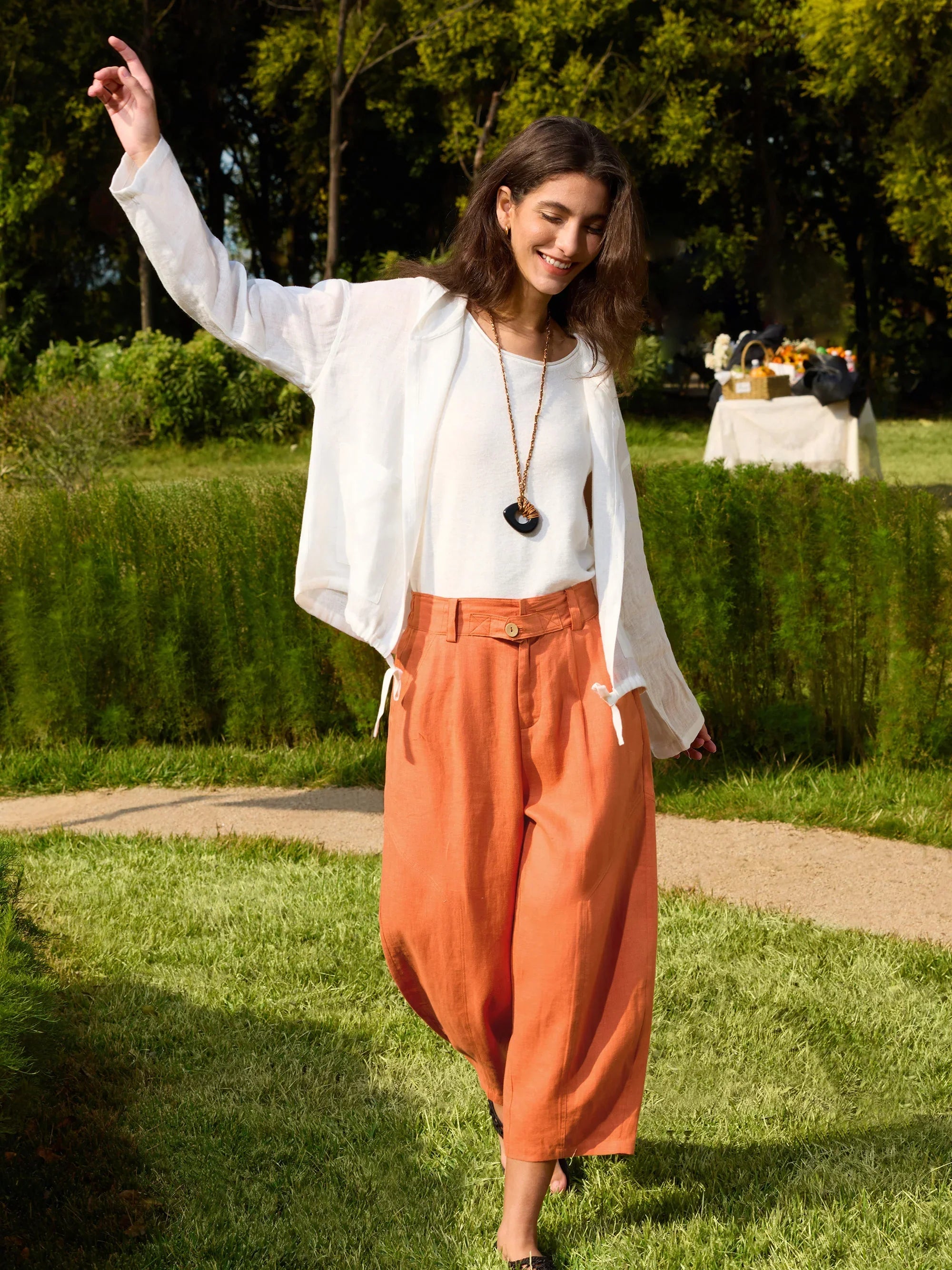 100% Linen Hooded Sunshine Jacket EMMA