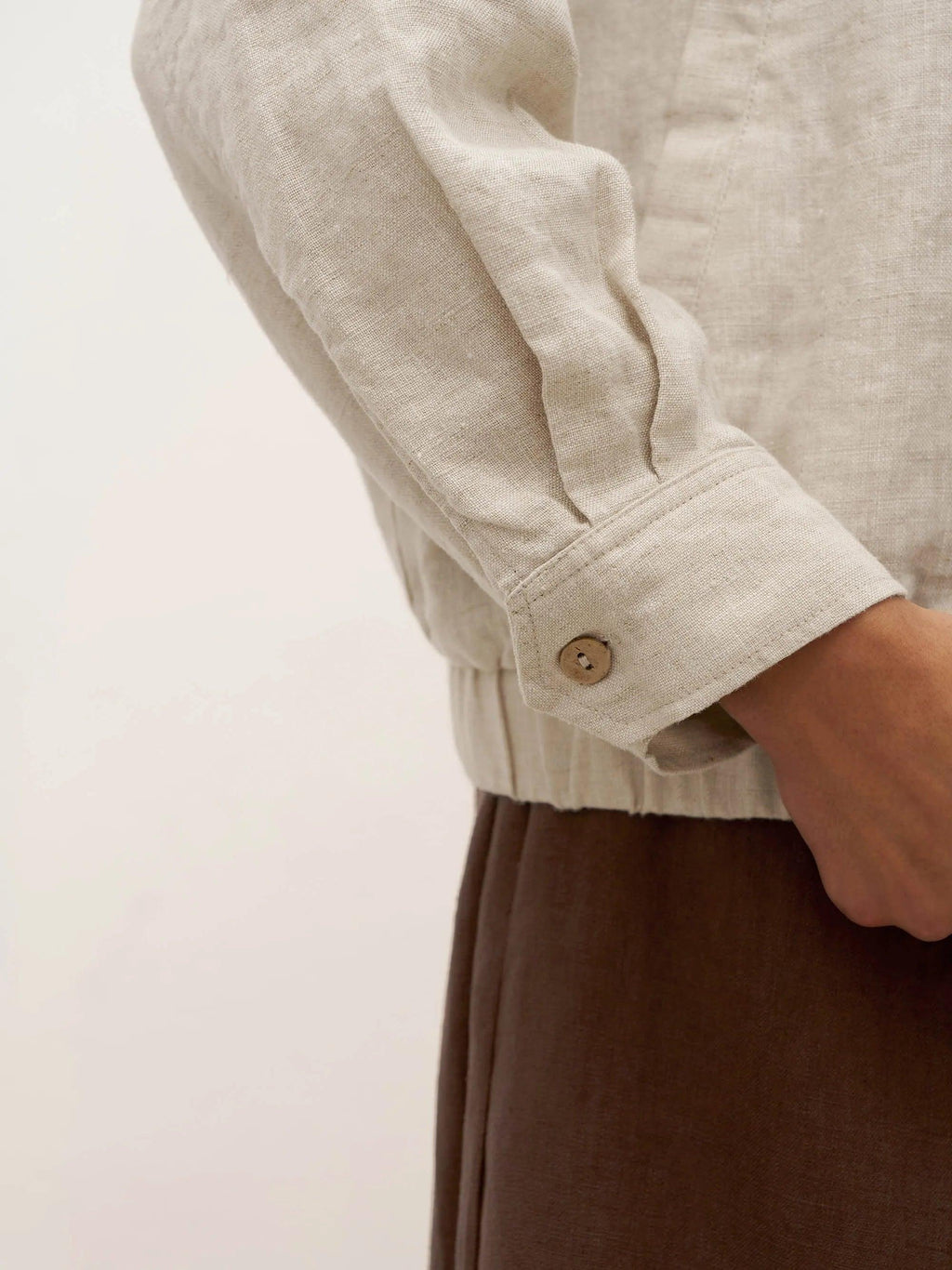 100% Linen Zipper Aviator Jacket ELIZA