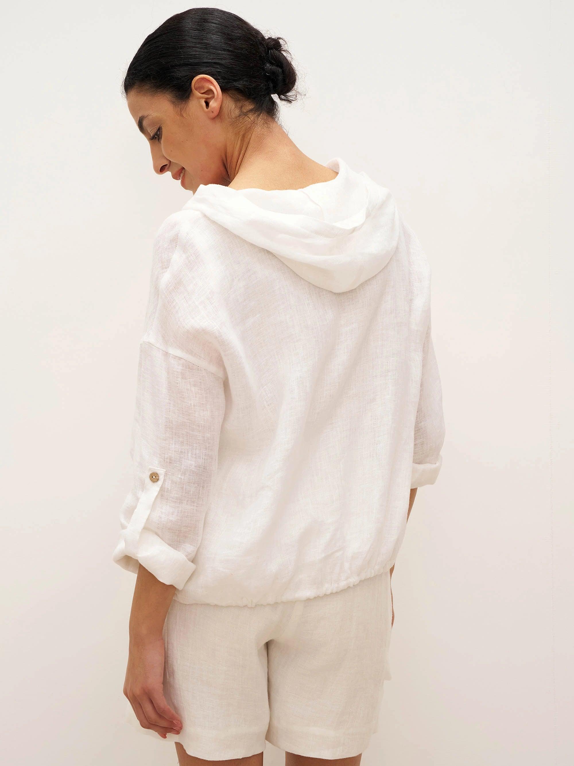 100% Linen Hooded Sunshine Jacket EMMA