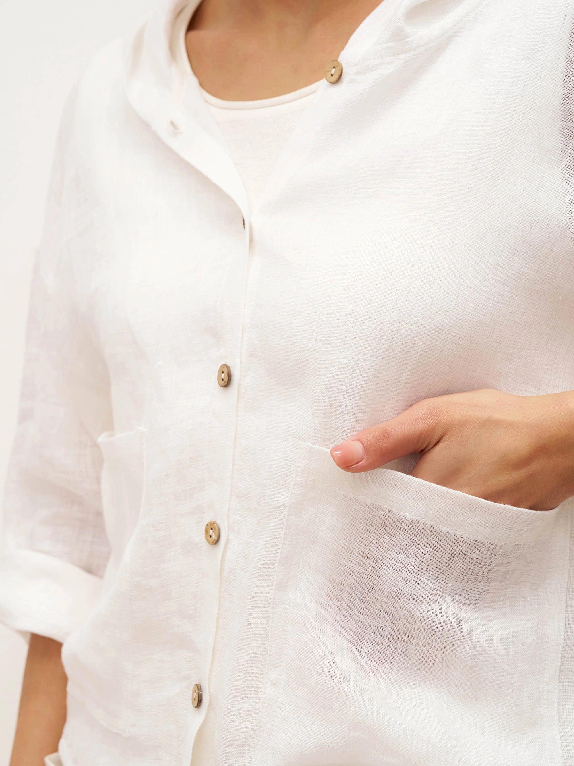 100% Linen Hooded Sunshine Jacket EMMA