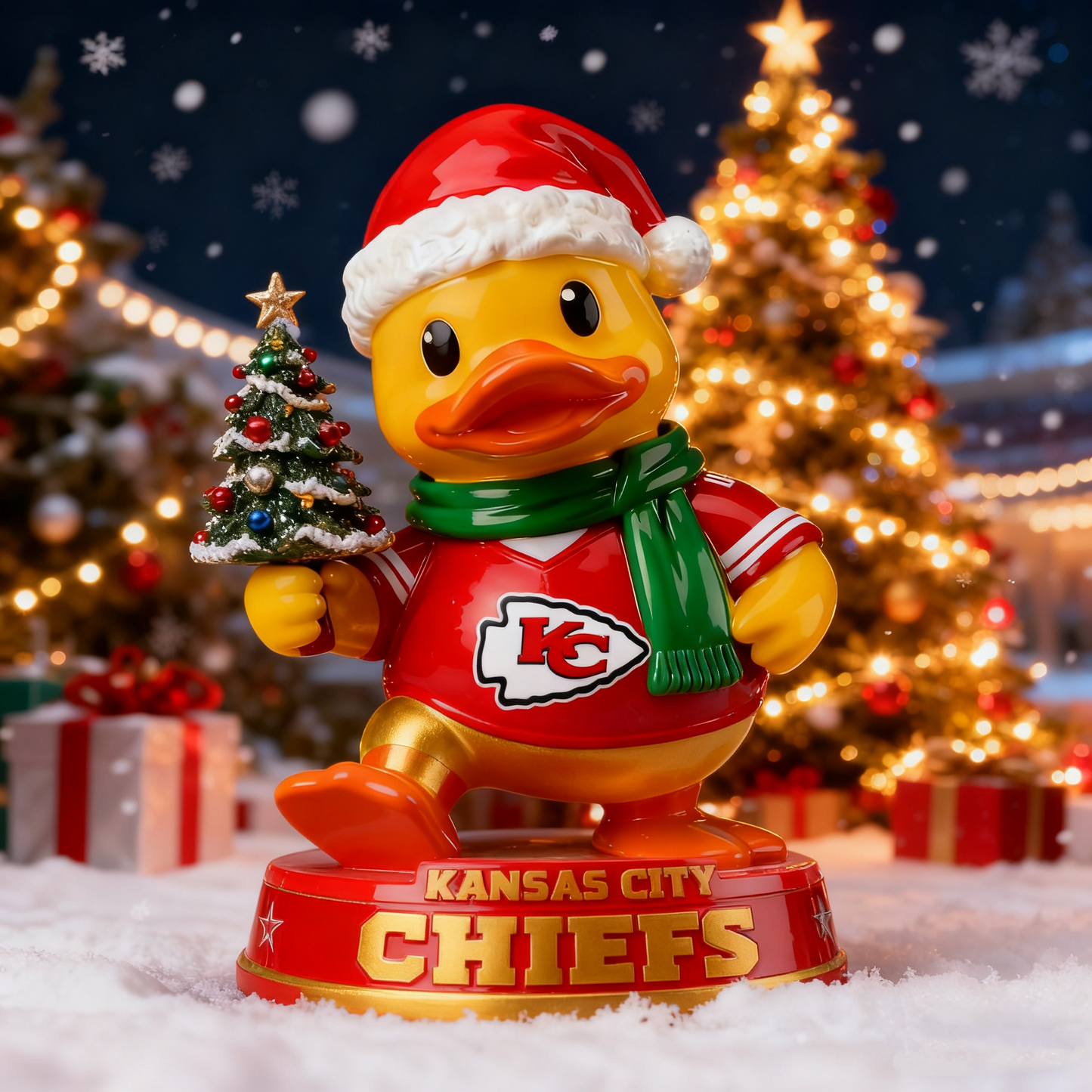 Holiday Sparkle & Cheer Christmas Duck Statue