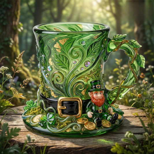 🍀 St. Patrick’s Day Leprechaun Glass Mug