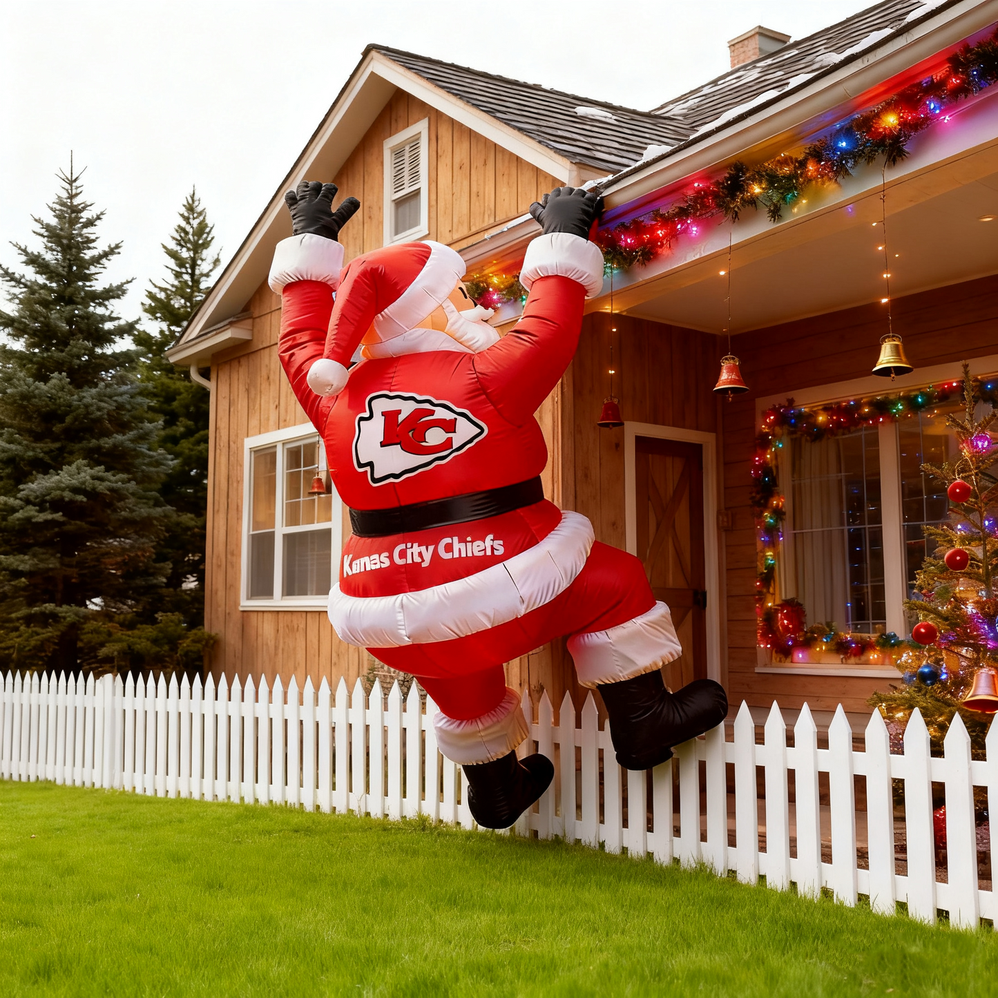 Inflatable Climbing Santa Christmas Decoration - Eye-Catching Holiday Yard Display