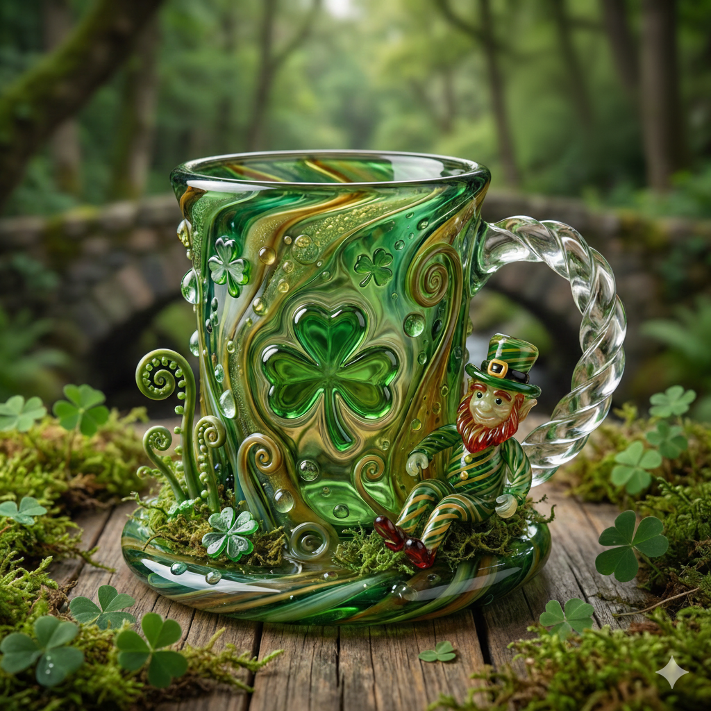 🍀 St. Patrick’s Day Leprechaun Glass Mug
