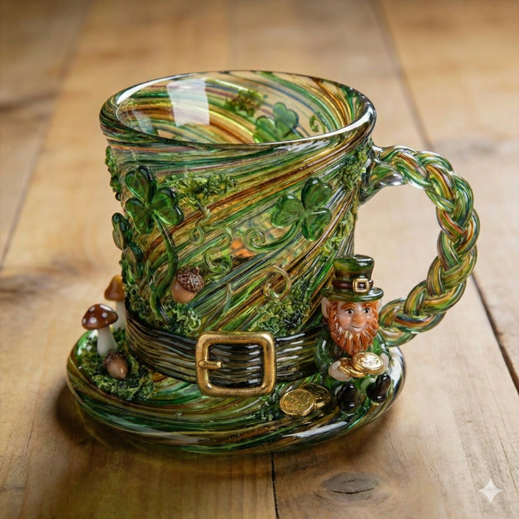 🍀 St. Patrick’s Day Leprechaun Glass Mug