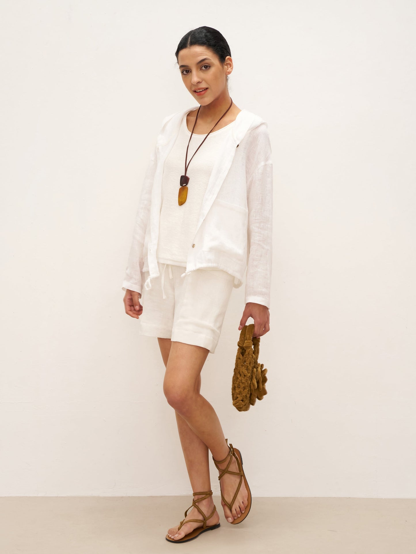 100% Linen Hooded Sunshine Jacket EMMA