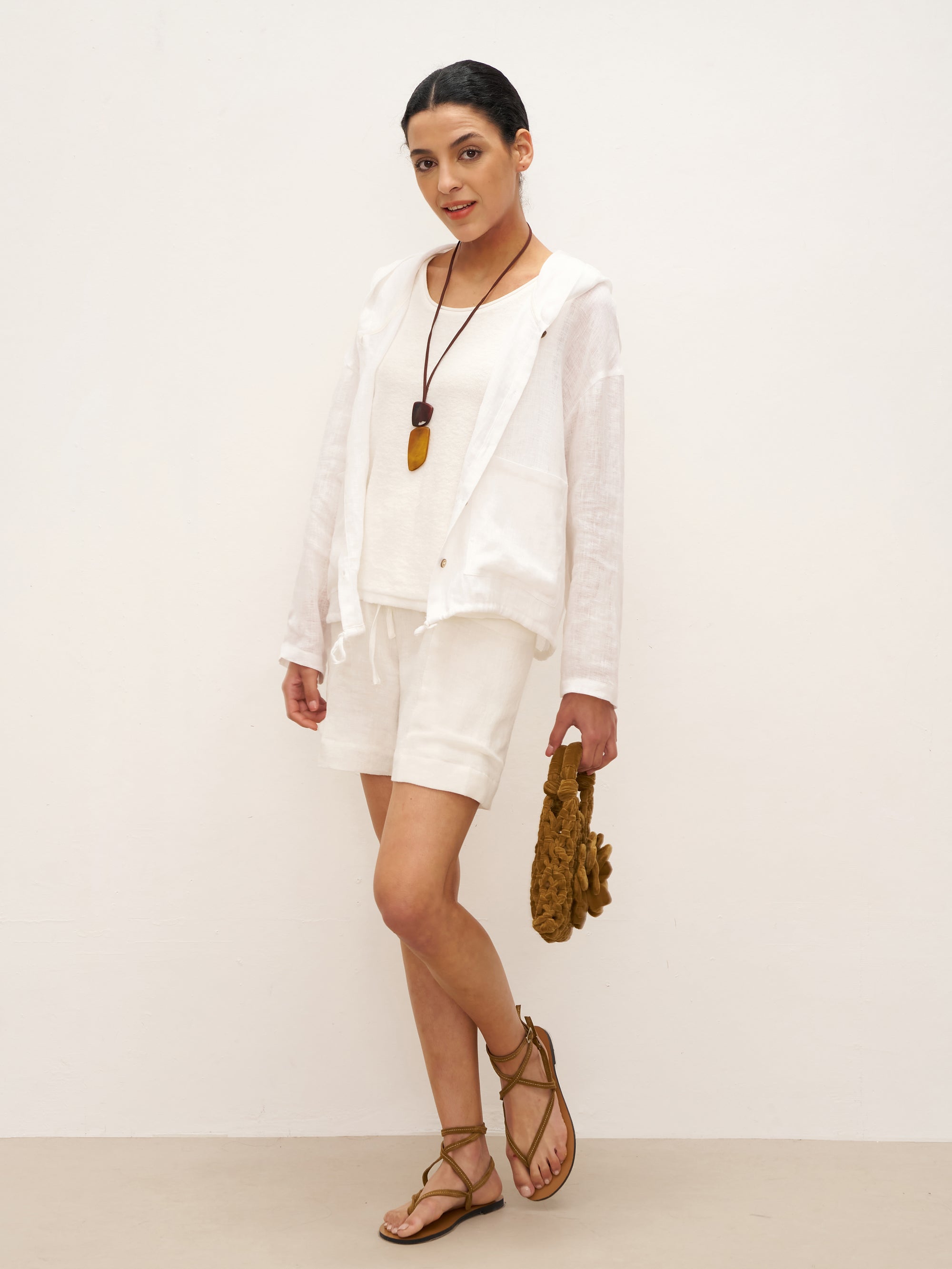 100% Linen Hooded Sunshine Jacket EMMA