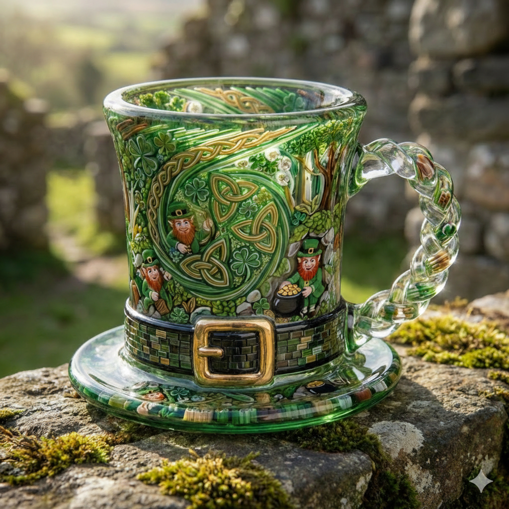 🍀 St. Patrick’s Day Leprechaun Glass Mug