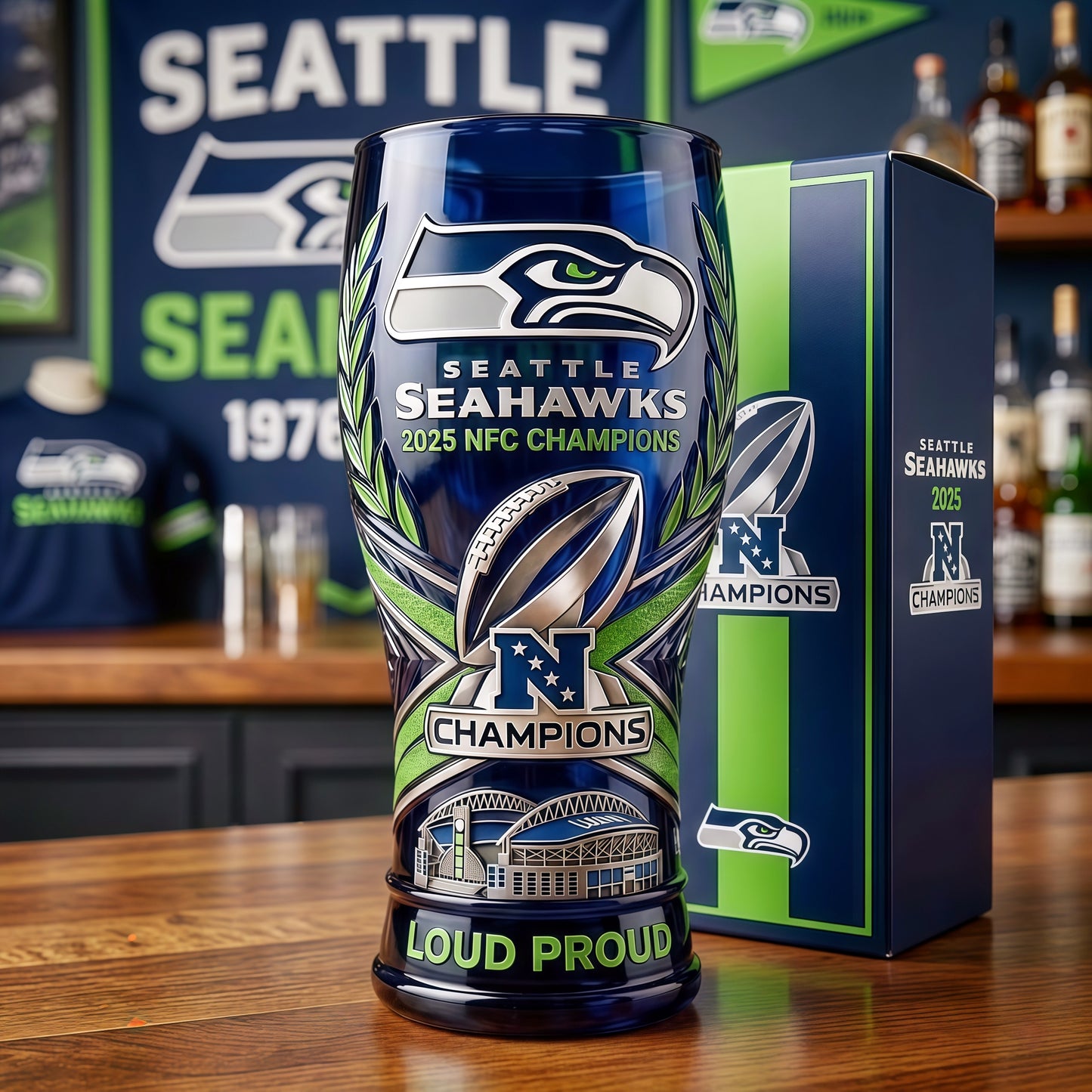 Seattle Seahawks 2025 NFC Champions Glass