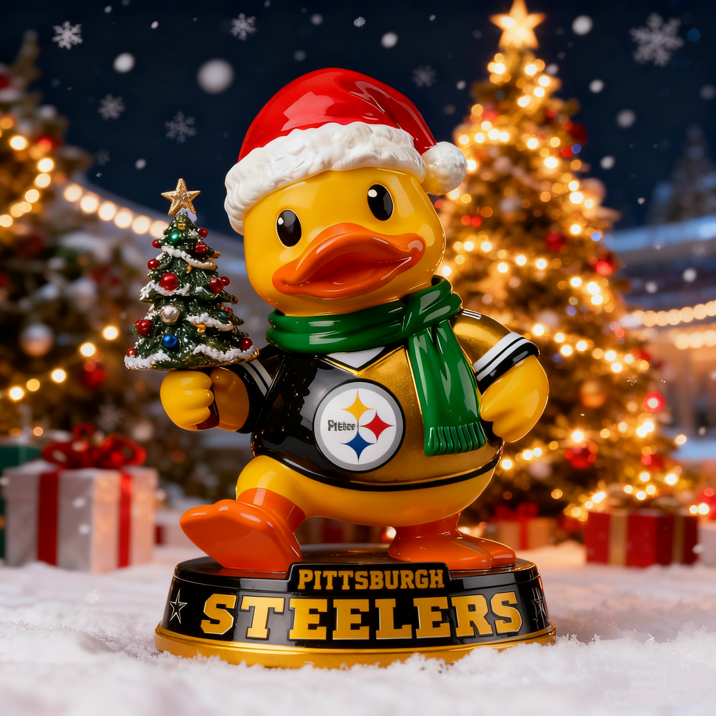 Holiday Sparkle & Cheer Christmas Duck Statue