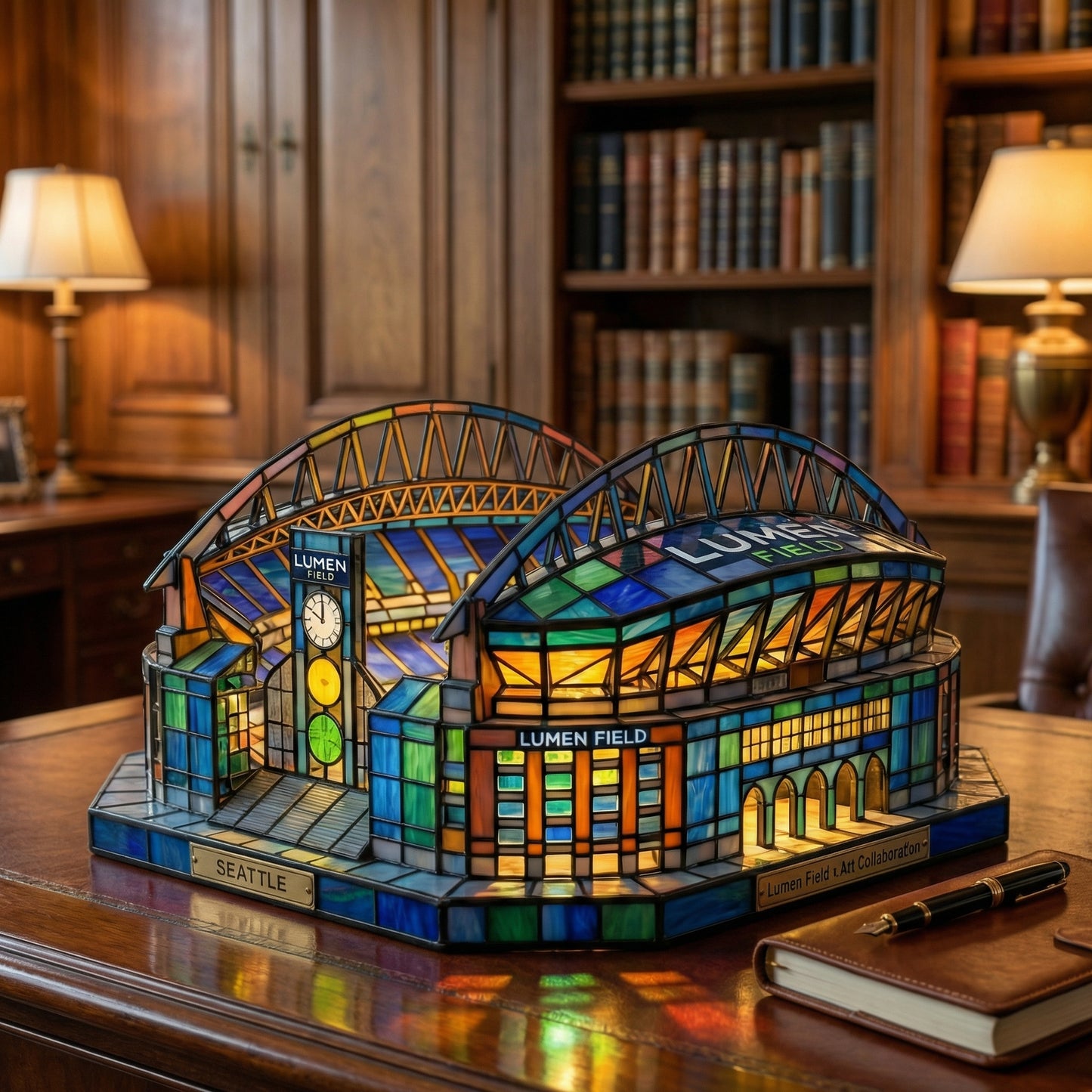 Lumen Field Stained Glass Lamp