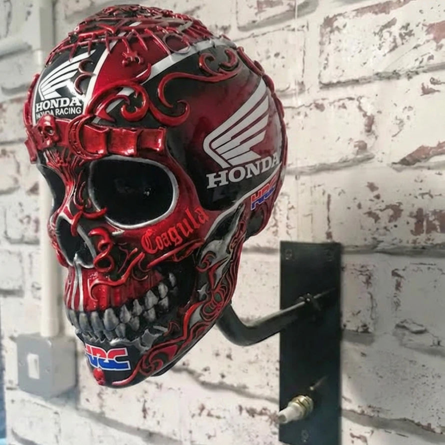 Team Honda HRC Style Skull Wall Hook - Motorcycle Helmet Holder