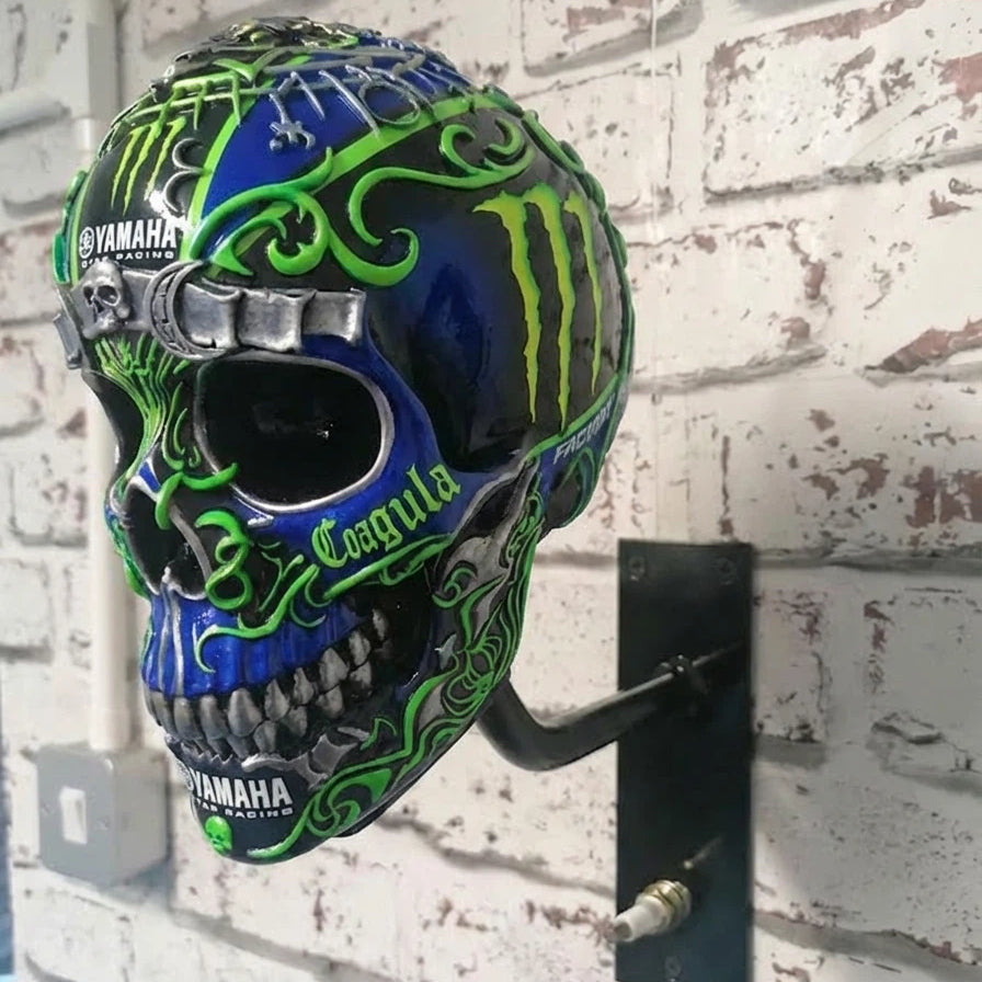 Monster Energy Yamaha Star Racing Style Skull Wall Hook - Motorcycle Helmet Holder