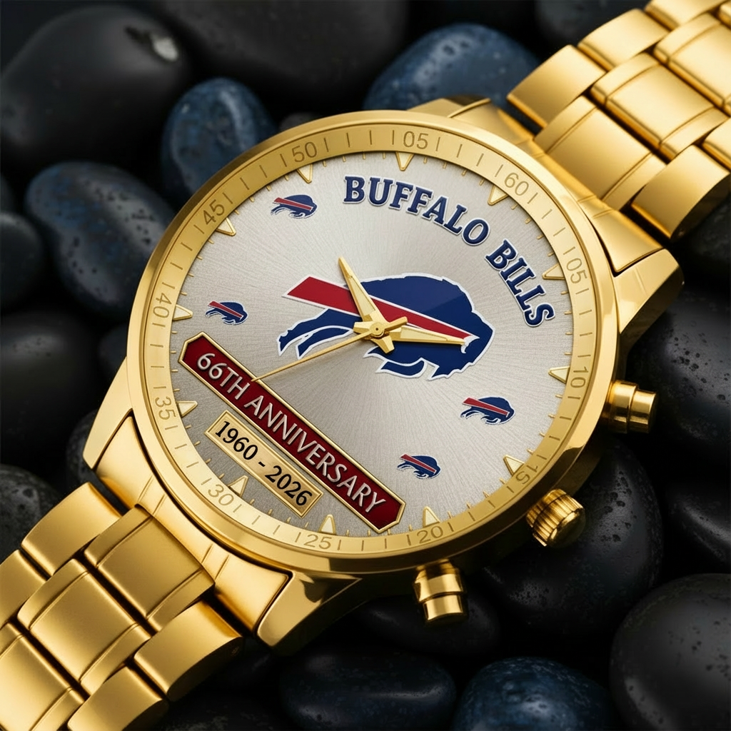 Buffalo Bills 66th Anniversary Commemorative Stainless Steel Watch (1960–2026)
