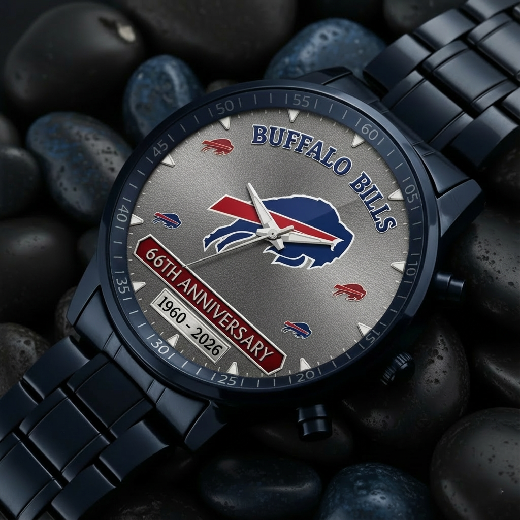 Buffalo Bills 66th Anniversary Commemorative Stainless Steel Watch (1960–2026)