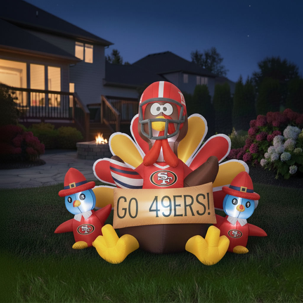 🦃 Football Team Inflatable Thanksgiving Turkey Decoration