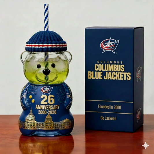 Columbus Blue Jackets 26th Anniversary Collectible Bear Tumbler (2000–2026)