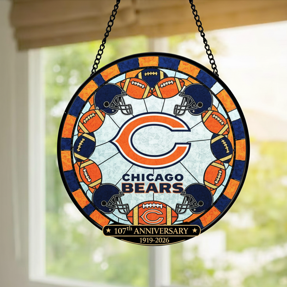 Chicago Bears Stained Glass Style Hanging Suncatcher