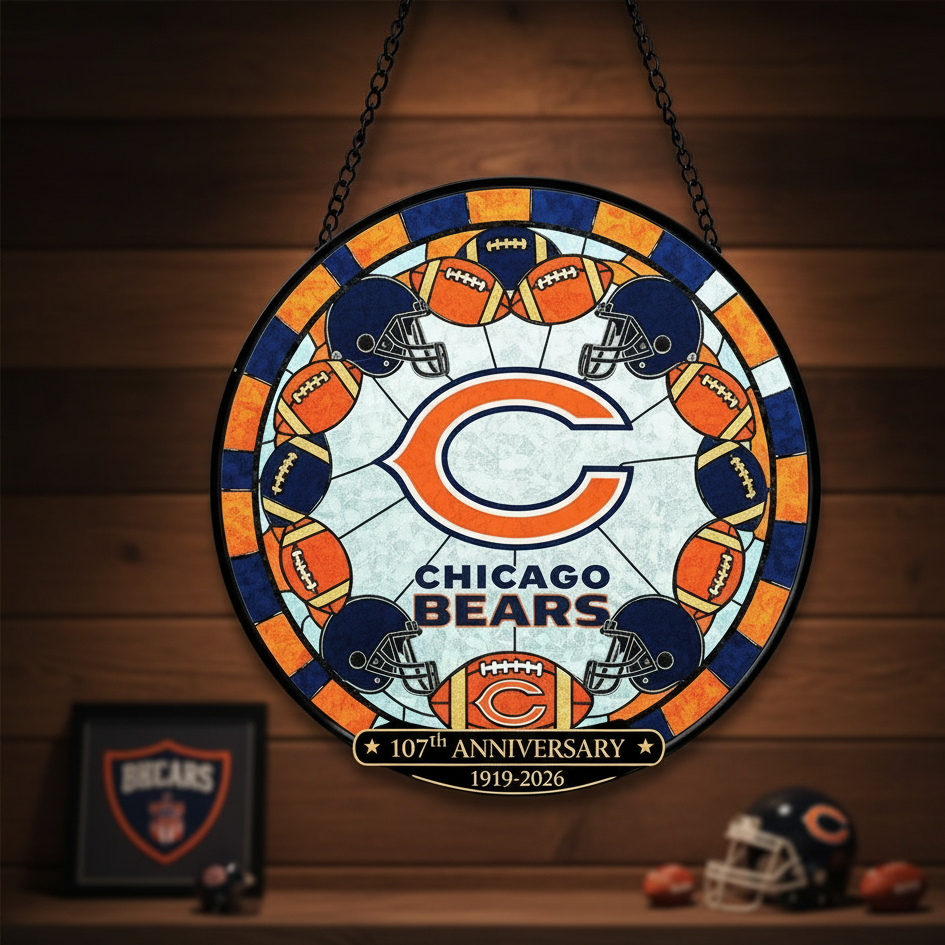 Chicago Bears Stained Glass Style Hanging Suncatcher