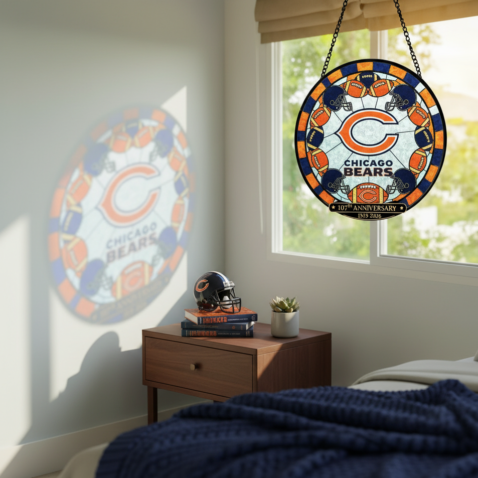 Chicago Bears Stained Glass Style Hanging Suncatcher