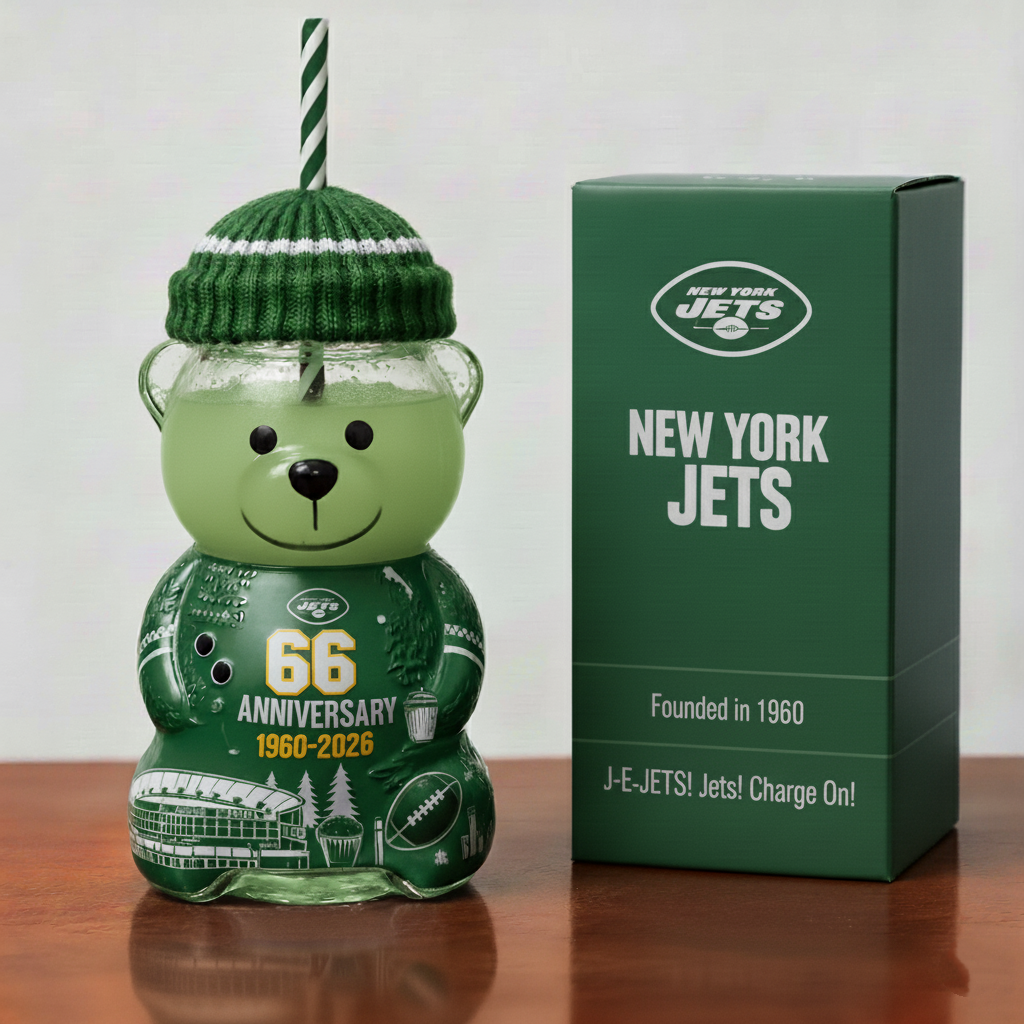 New York Jets 66th Anniversary Collectible Bear Tumbler (1960–2026)