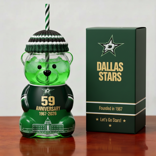 Dallas Stars 59th Anniversary Collectible Bear Tumbler (1967–2026)