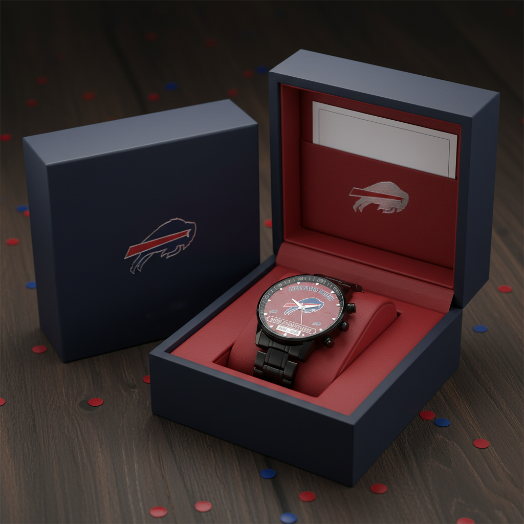 Buffalo Bills 66th Anniversary Commemorative Stainless Steel Watch (1960–2026)