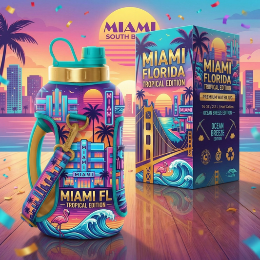Miami Florida Tropical Edition Premium Water Jug