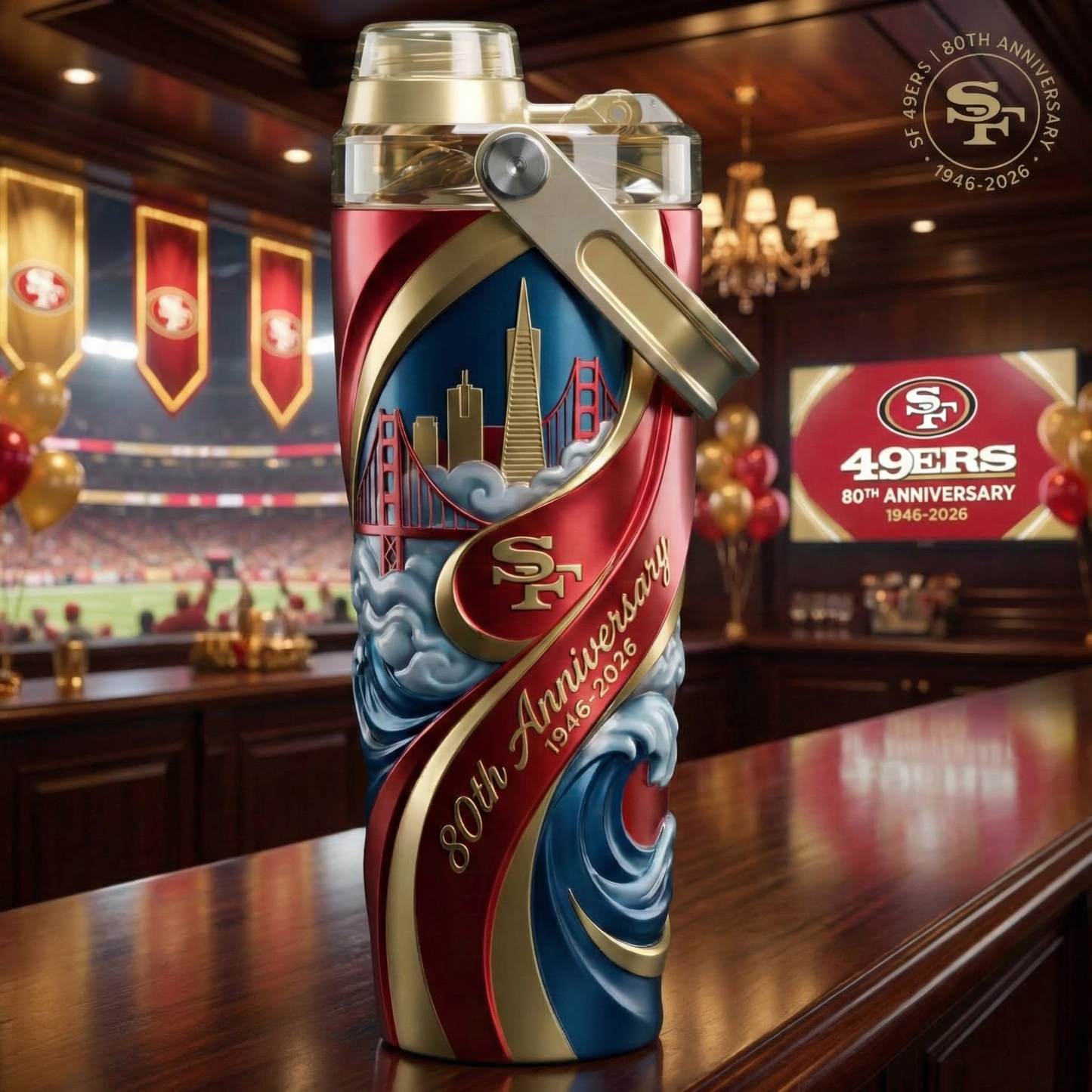 San Francisco 49ers 80th Anniversary Insulated Water Bottle
