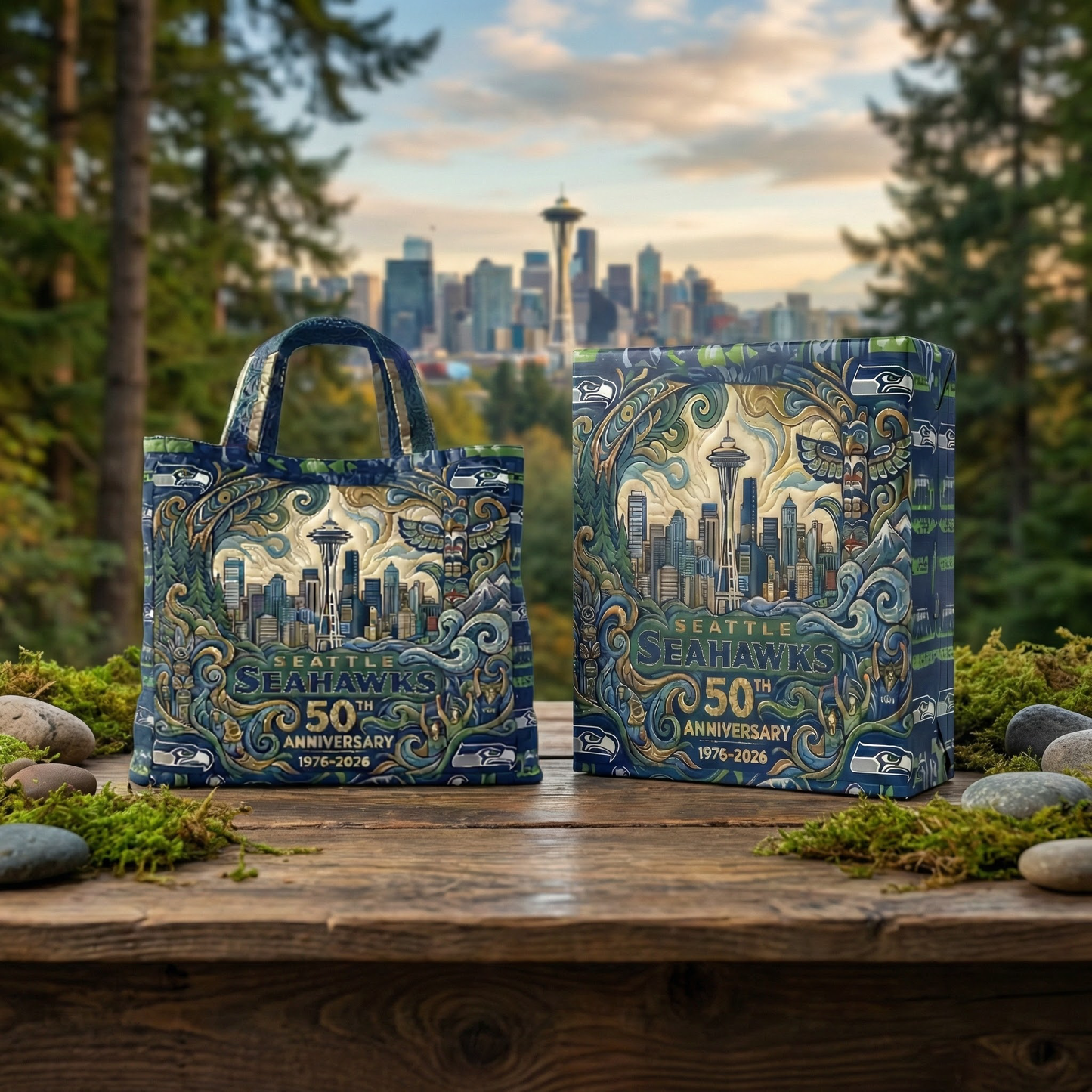 Seattle Seahawks 50th Anniversary Tote Bag (1976–2026)