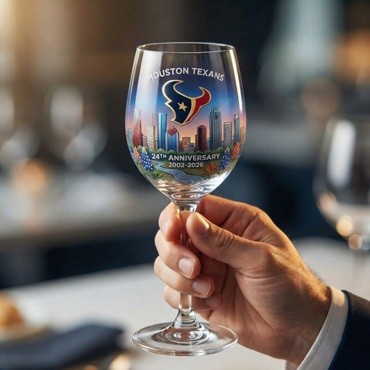 Houston Texans 24th Anniversary Commemorative Wine Glass (2002–2026)