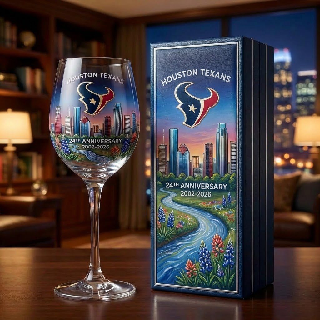 Houston Texans 24th Anniversary Commemorative Wine Glass (2002–2026)